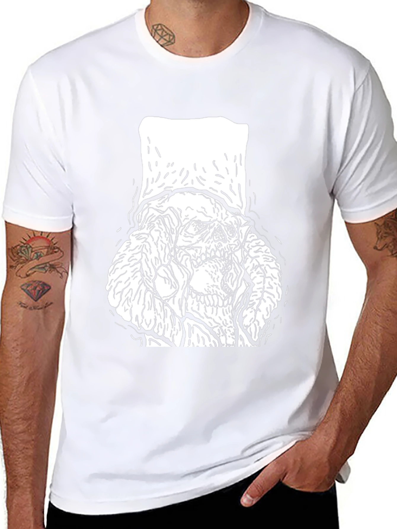 Skull with Top Hat Graphic Tee