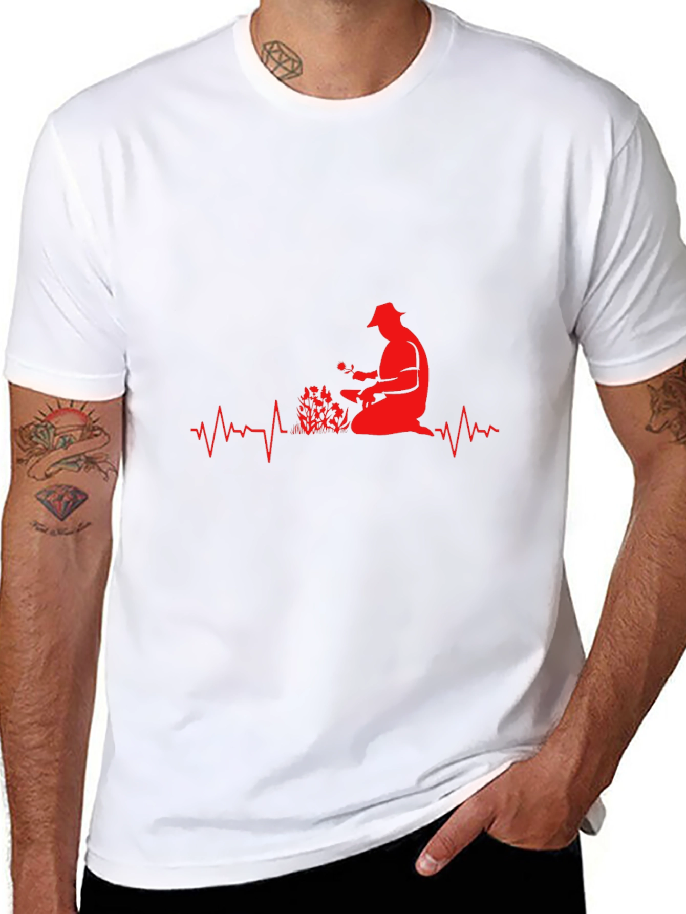 Gardener Heartbeat T-Shirt - Black Cotton Tee