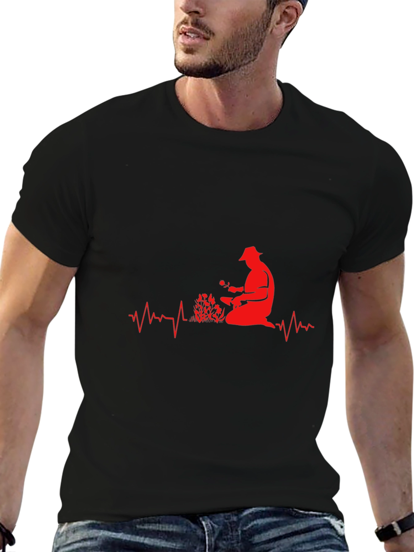 Gardener Heartbeat T-Shirt - Black Cotton Tee