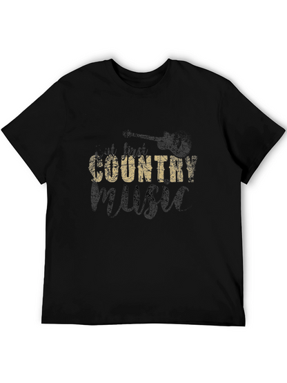 Country Music Graphic Tee - Black Cotton T-Shirt