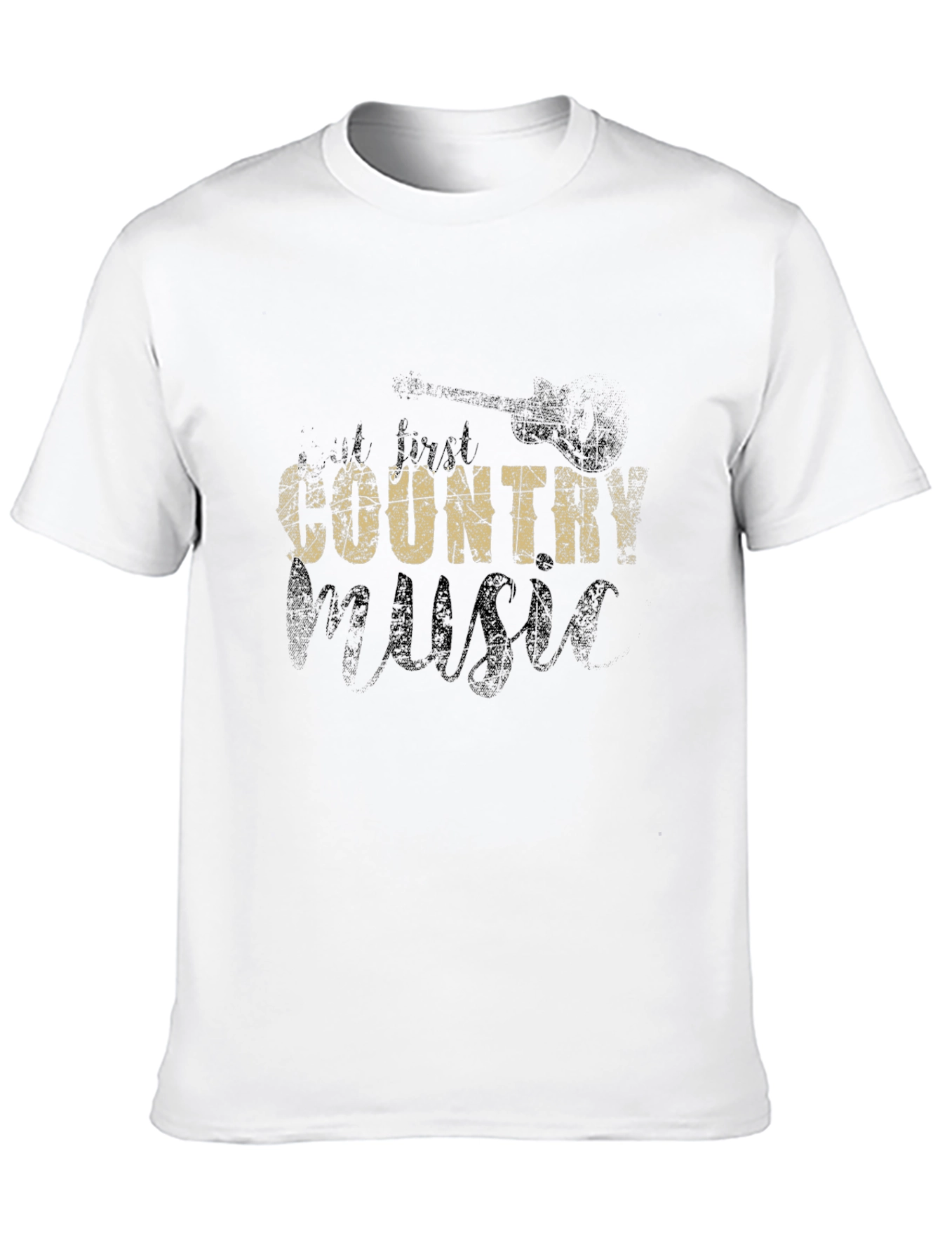 Country Music Graphic Tee - Black Cotton T-Shirt