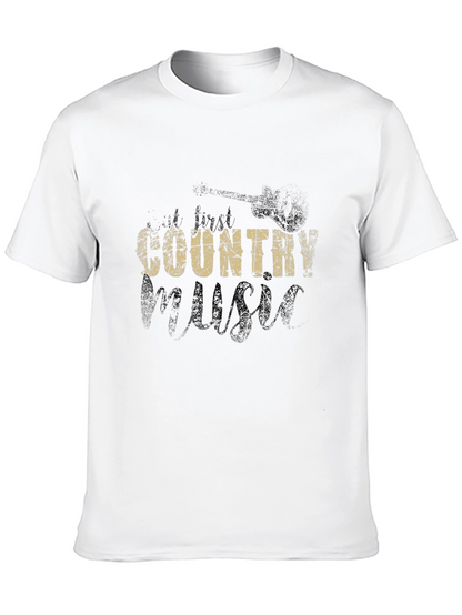 Country Music Graphic Tee - Black Cotton T-Shirt