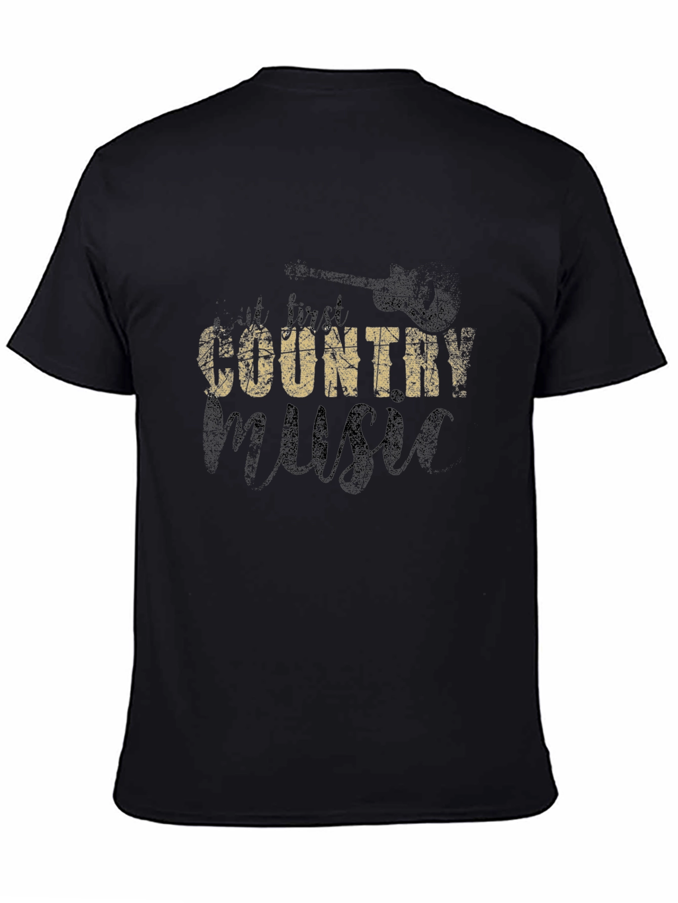 Country Music Graphic Tee - Black Cotton T-Shirt