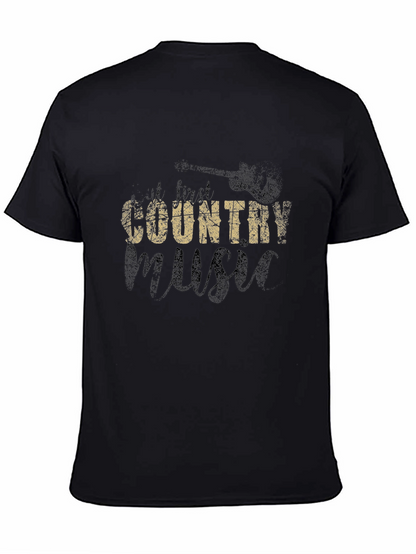 Country Music Graphic Tee - Black Cotton T-Shirt