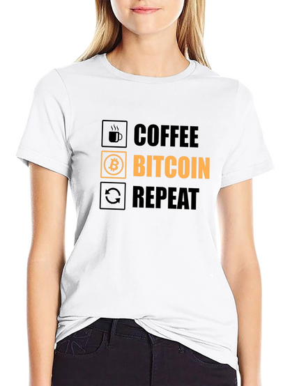 Coffee Bitcoin Repeat Graphic Tee - Crypto T-Shirt