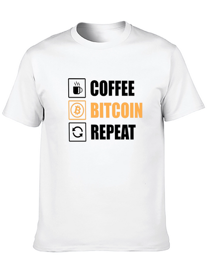 Coffee Bitcoin Repeat Graphic Tee - Crypto T-Shirt