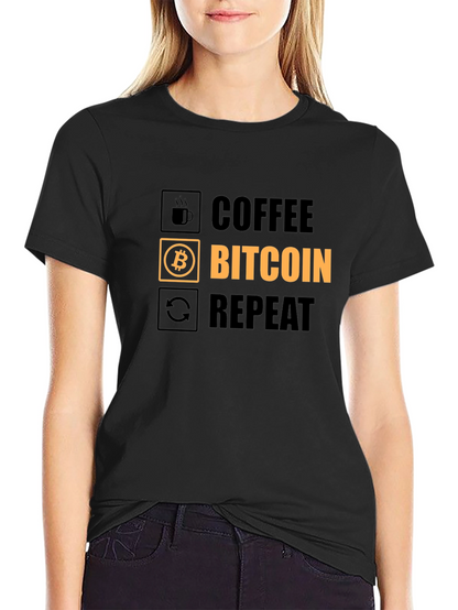 Coffee Bitcoin Repeat Graphic Tee - Crypto T-Shirt