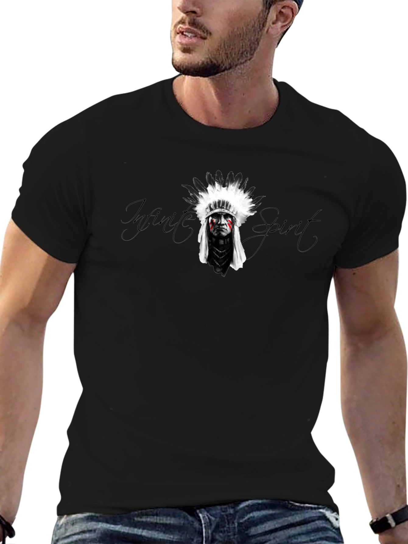 Mens Black T-Shirt - Infinite Spirit Graphic Tee
