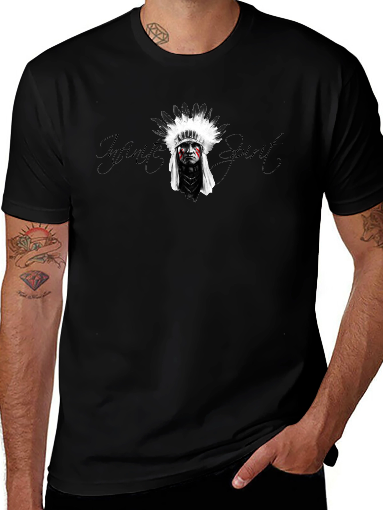 Mens Black T-Shirt - Infinite Spirit Graphic Tee