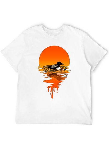 Loon Sunset Graphic T-Shirt - Black Cotton Tee