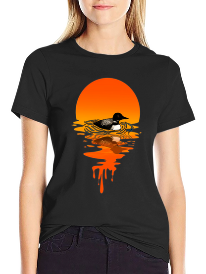 Loon Sunset Graphic T-Shirt - Black Cotton Tee