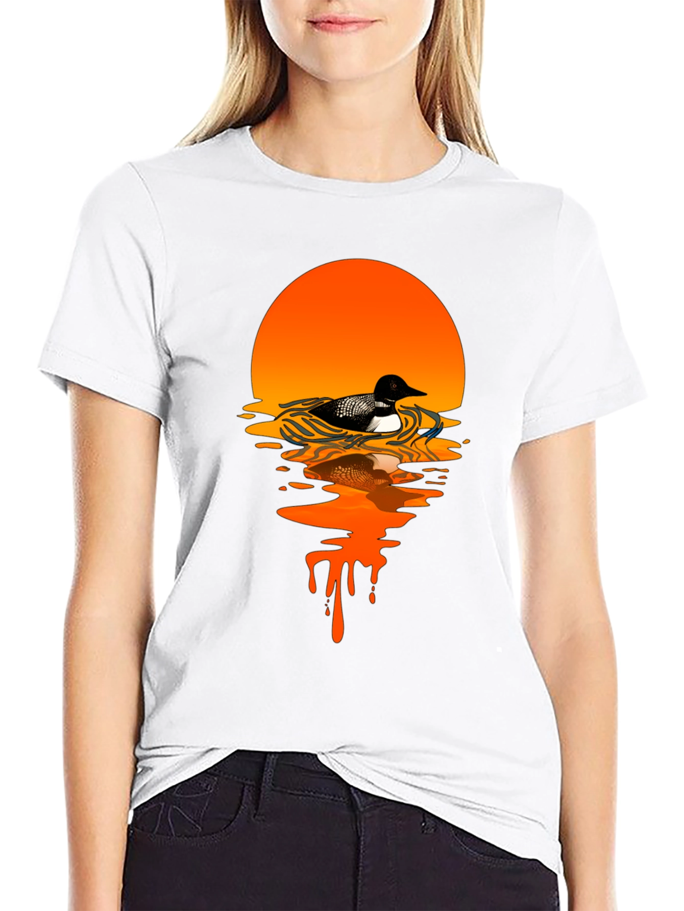 Loon Sunset Graphic T-Shirt - Black Cotton Tee