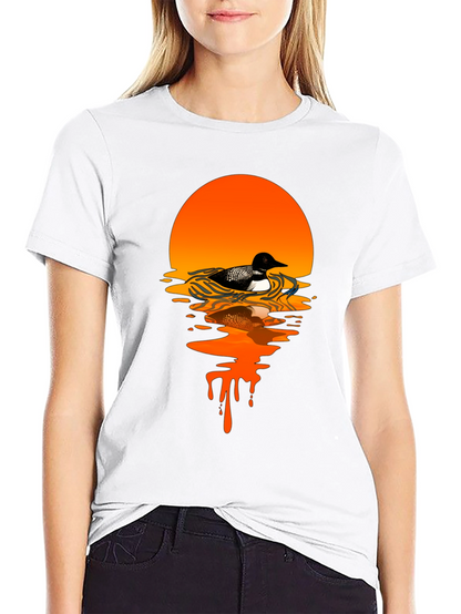 Loon Sunset Graphic T-Shirt - Black Cotton Tee