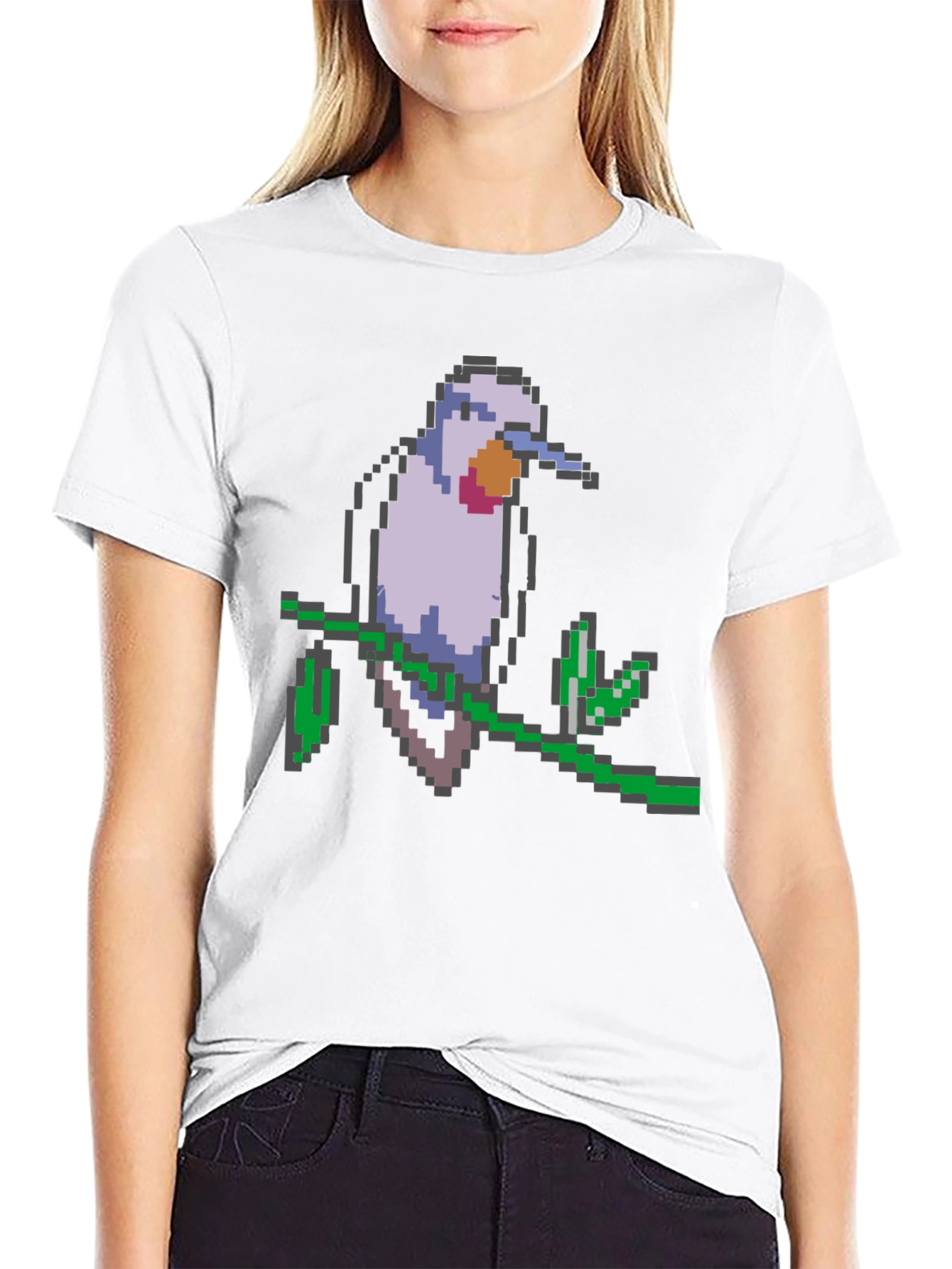 Pixel Bird Graphic Tee - Black T-Shirt