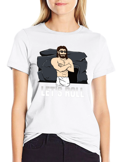 Lets Roll T-Shirt Funny Easter Jesus Graphic Tee