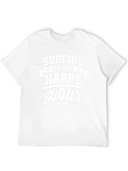 Surfing is My Happy Hour Graphic Tee - Black