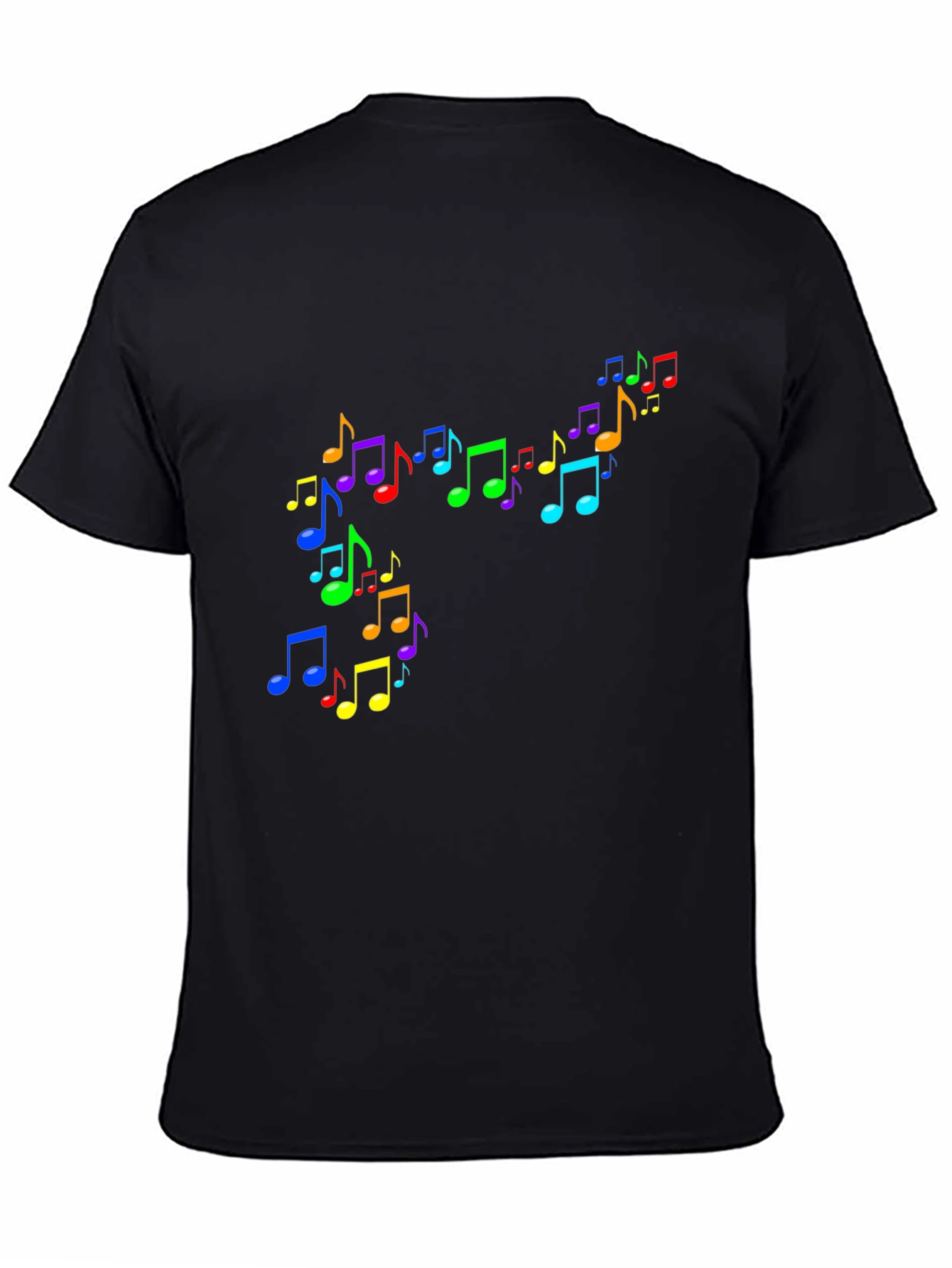 Rainbow Music Notes Black T-Shirt