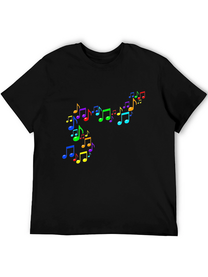 Rainbow Music Notes Black T-Shirt