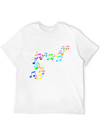 Rainbow Music Notes Black T-Shirt