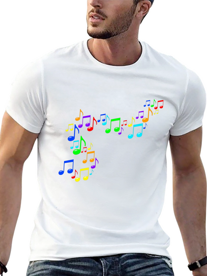 Rainbow Music Notes Black T-Shirt