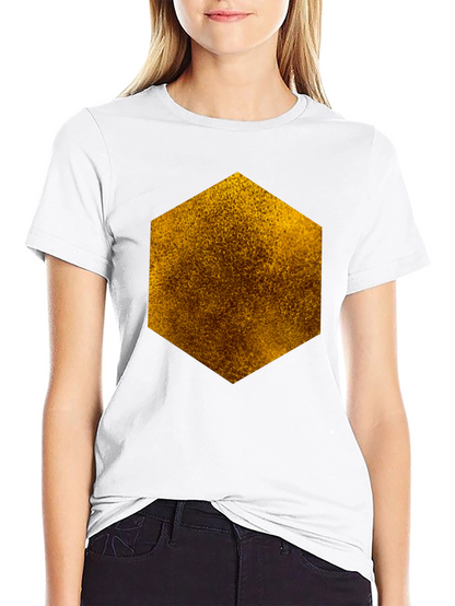 Textured Hexagon Graphic Tee - Black Cotton Casual