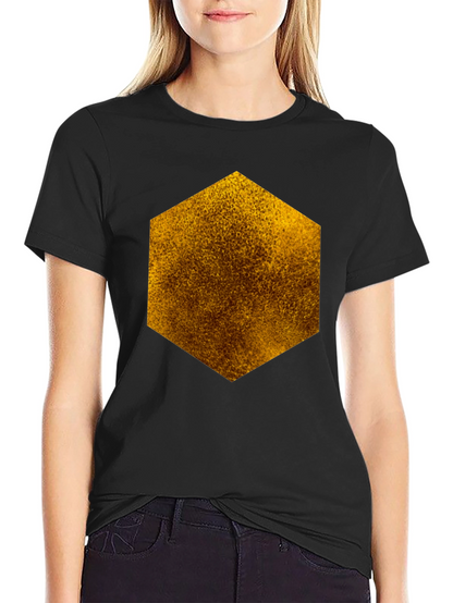 Textured Hexagon Graphic Tee - Black Cotton Casual