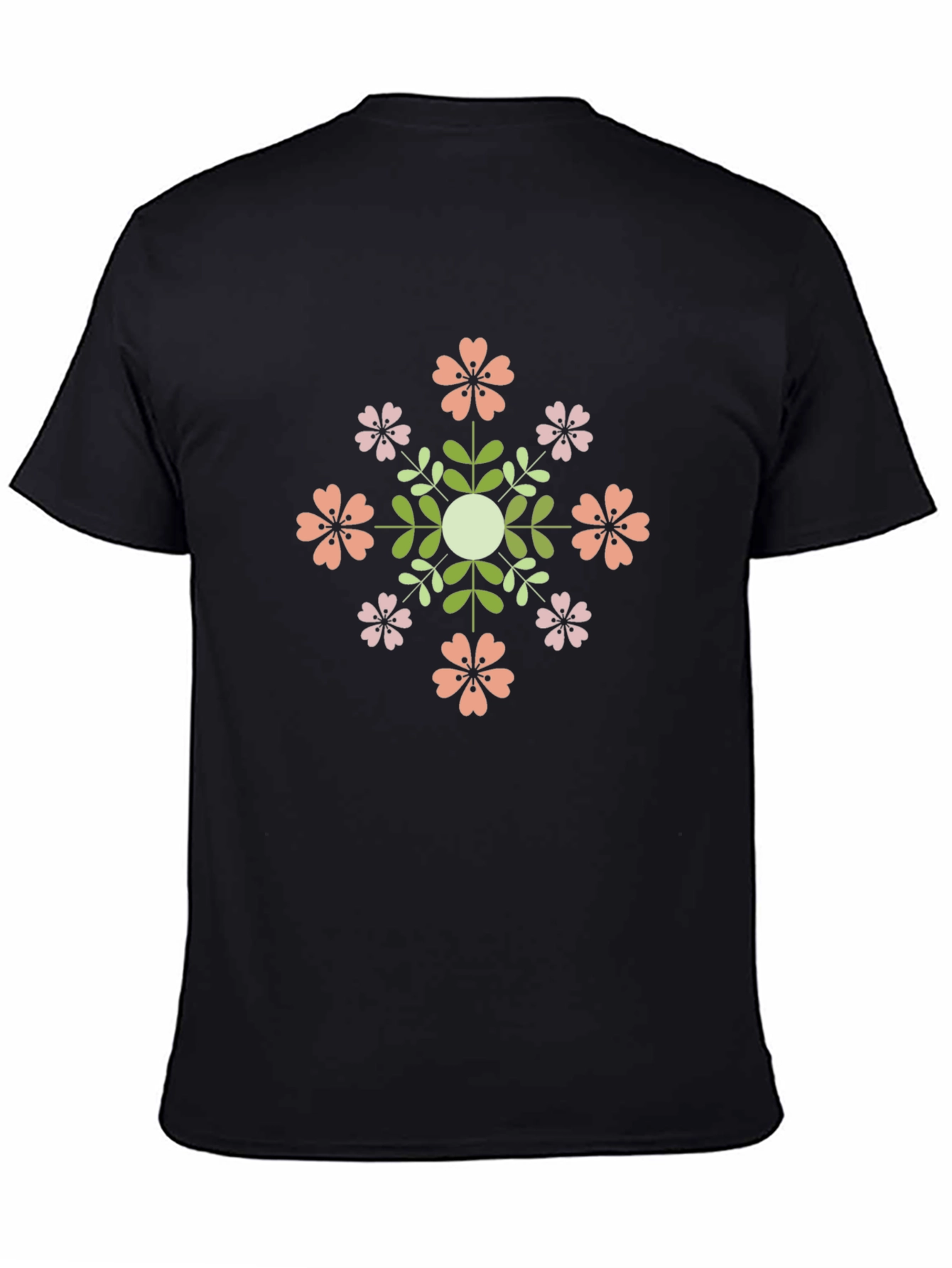 Floral Mandala Black T-Shirt