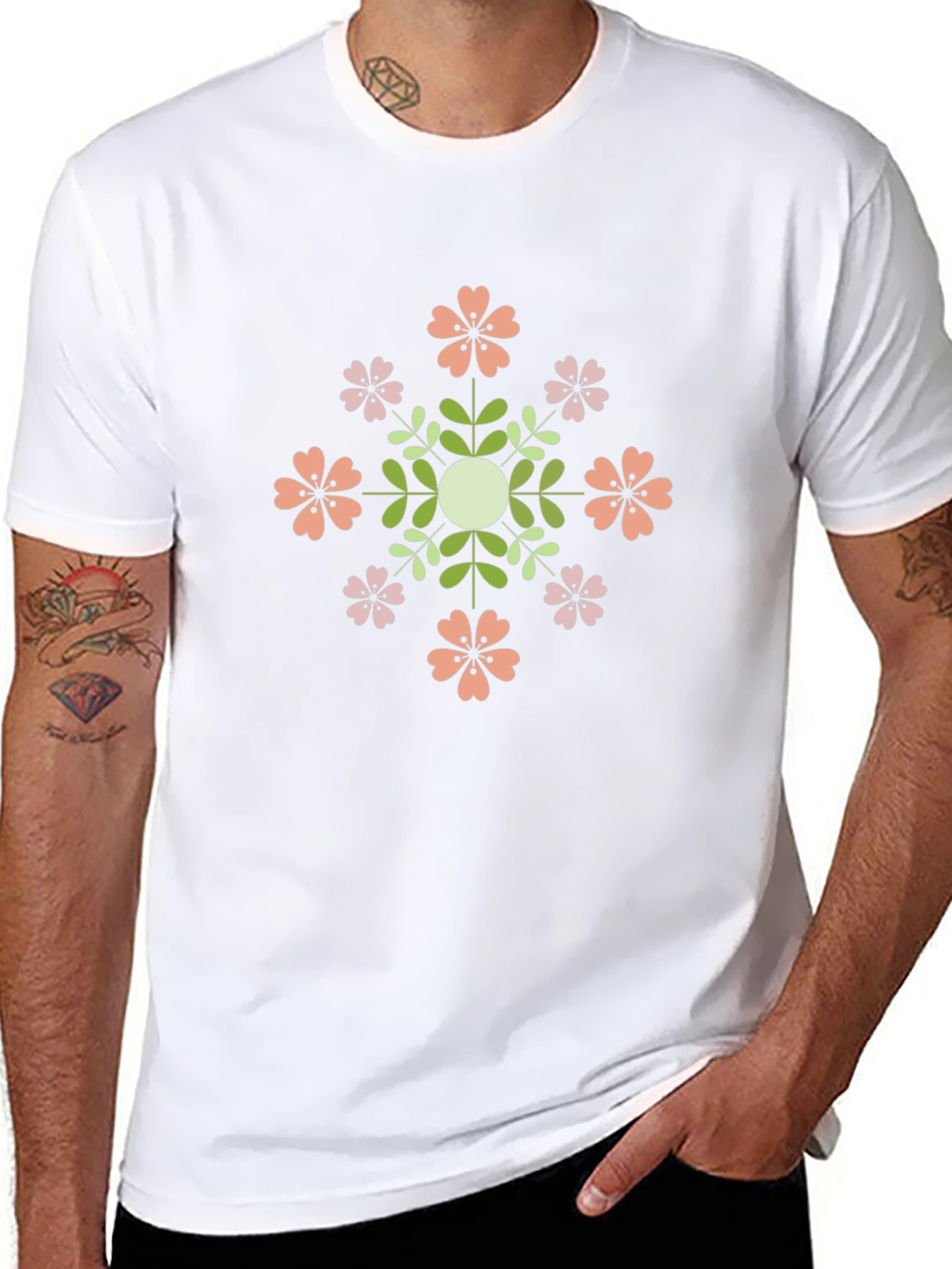 Floral Mandala Black T-Shirt
