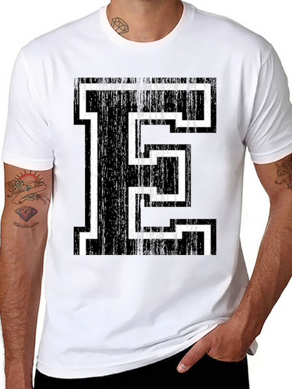 Retro Letter E Graphic Tee - Black