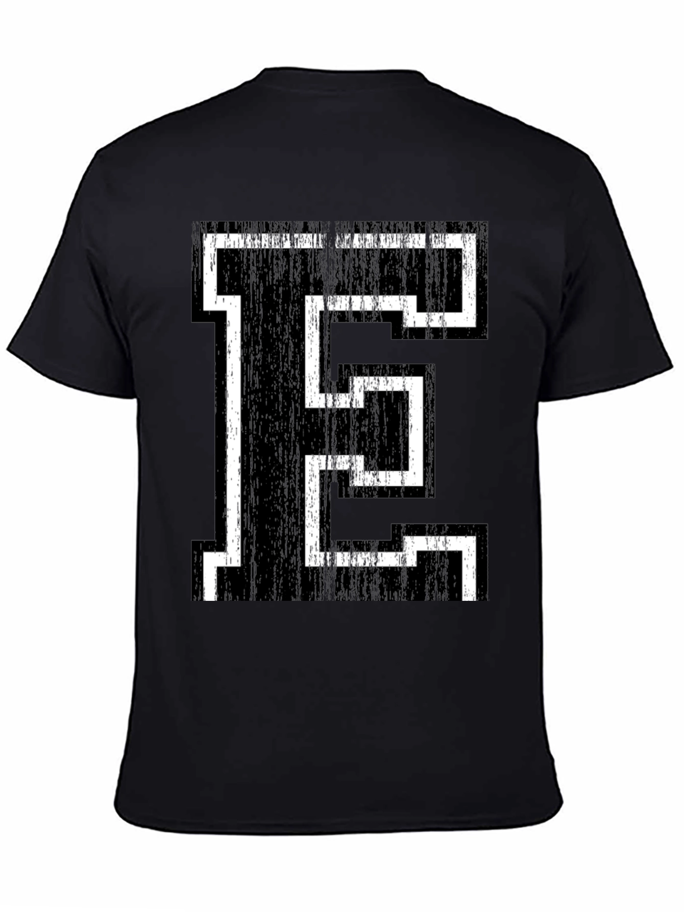 Retro Letter E Graphic Tee - Black