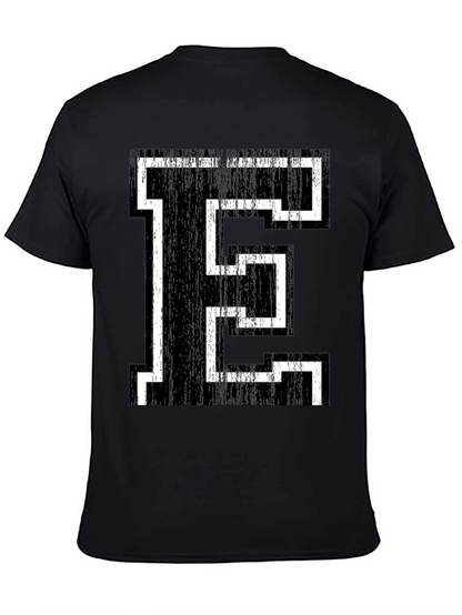 Retro Letter E Graphic Tee - Black