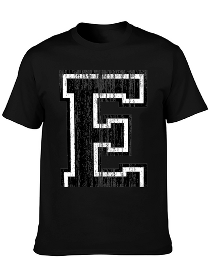 Retro Letter E Graphic Tee - Black