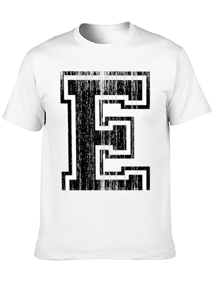 Retro Letter E Graphic Tee - Black