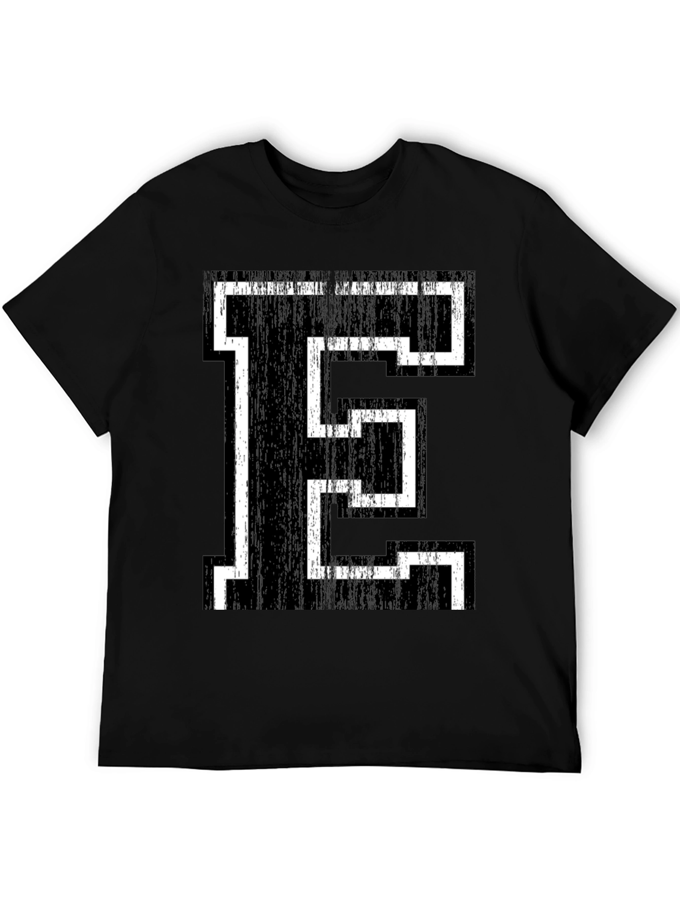 Retro Letter E Graphic Tee - Black