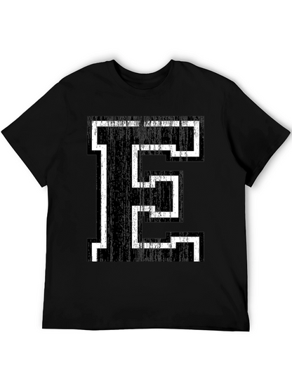 Retro Letter E Graphic Tee - Black