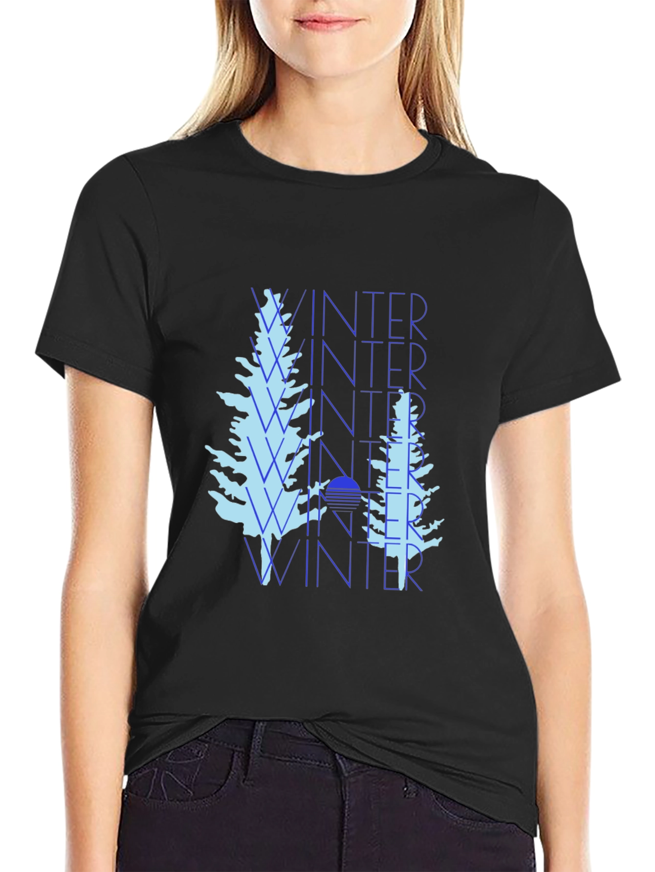 Winter Trees Black Graphic Tee