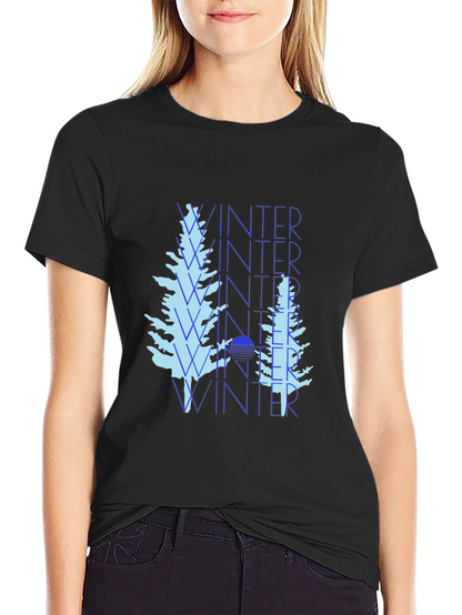 Winter Trees Black Graphic Tee