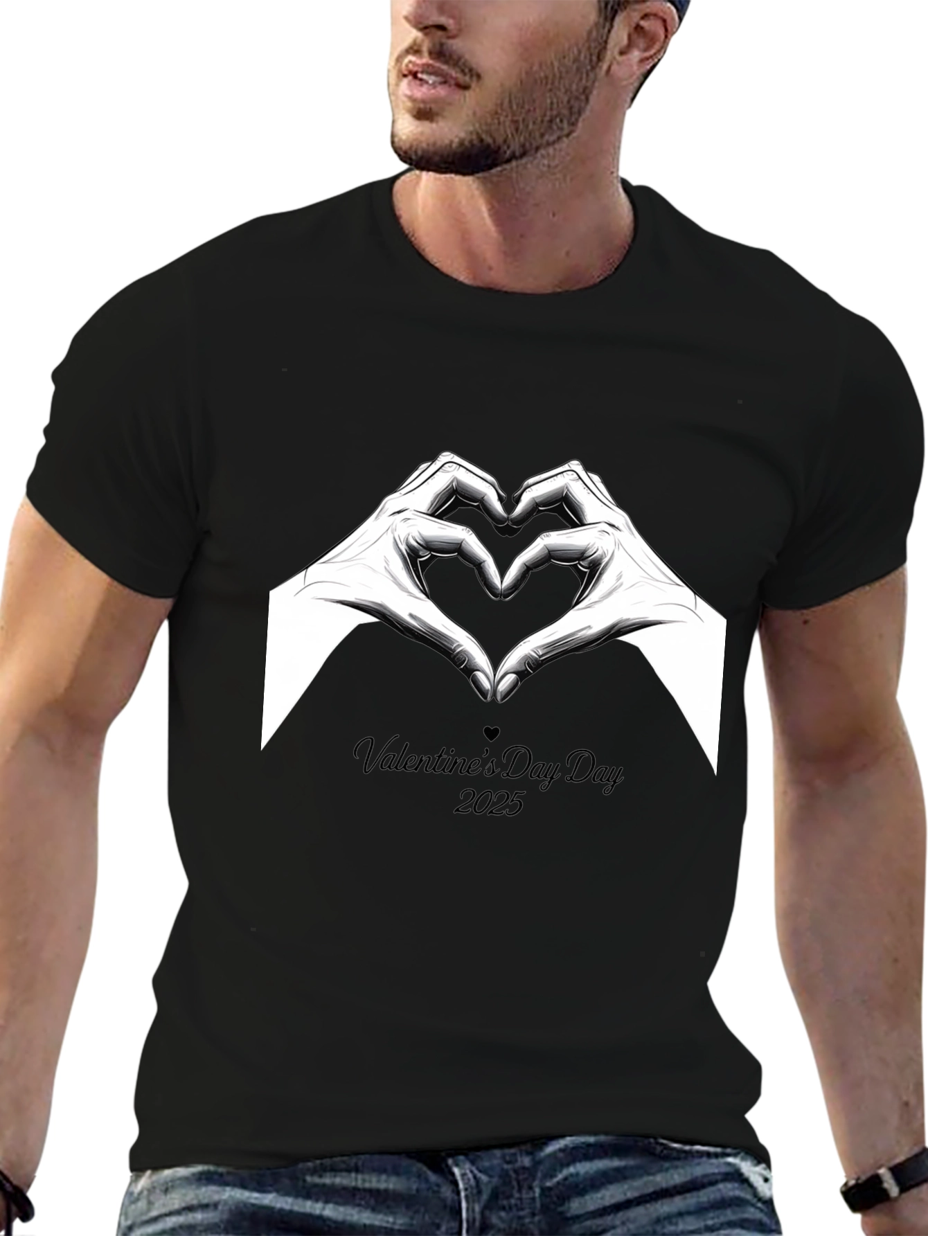 Valentines Day 2025 Heart Hands Graphic Tee