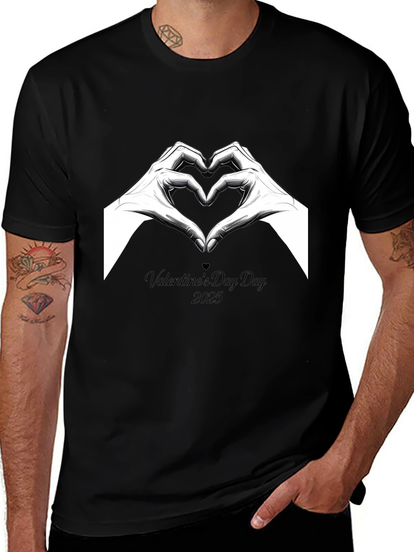 Valentines Day 2025 Heart Hands Graphic Tee