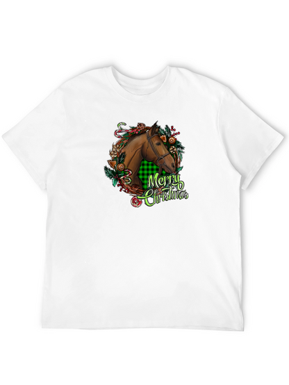Christmas Horse Head Graphic Tee - Holiday Gift