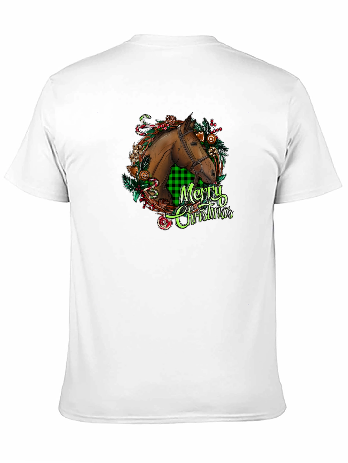 Christmas Horse Head Graphic Tee - Holiday Gift
