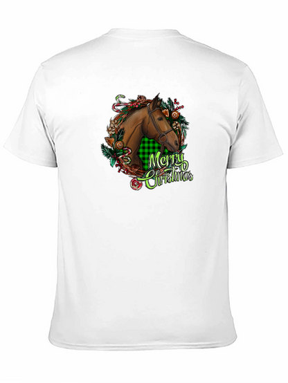Christmas Horse Head Graphic Tee - Holiday Gift