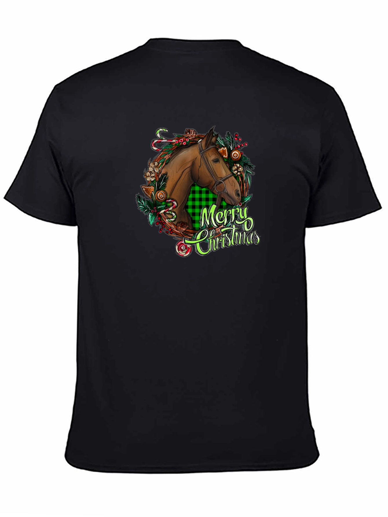 Christmas Horse Head Graphic Tee - Holiday Gift