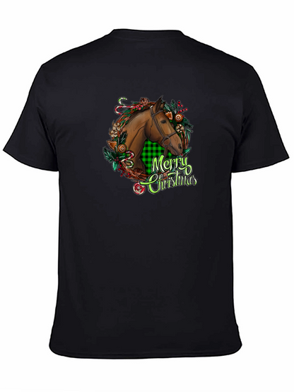 Christmas Horse Head Graphic Tee - Holiday Gift