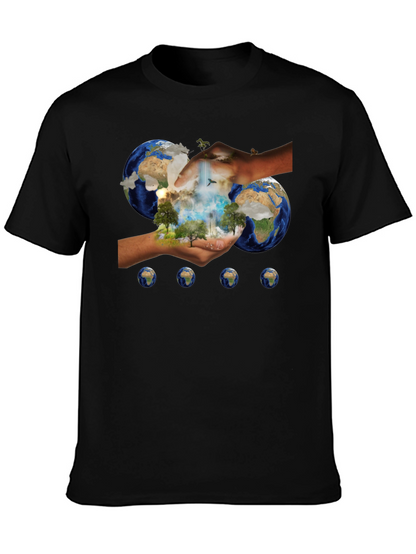 Earth In Hands Graphic Black Tee