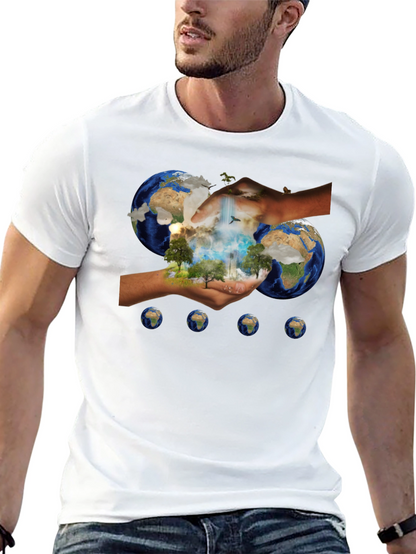 Earth In Hands Graphic Black Tee