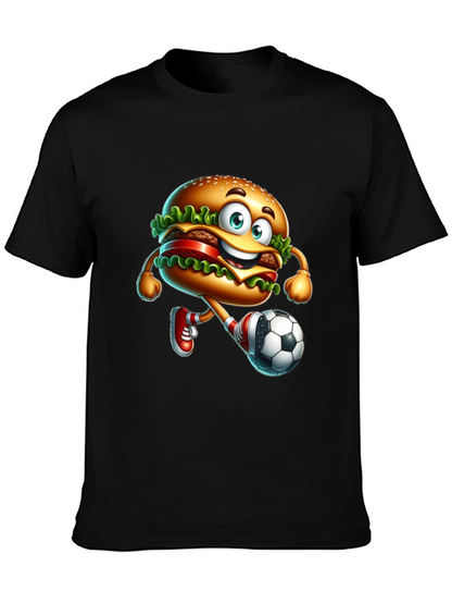 Burger Soccer Player Graphic T-Shirt