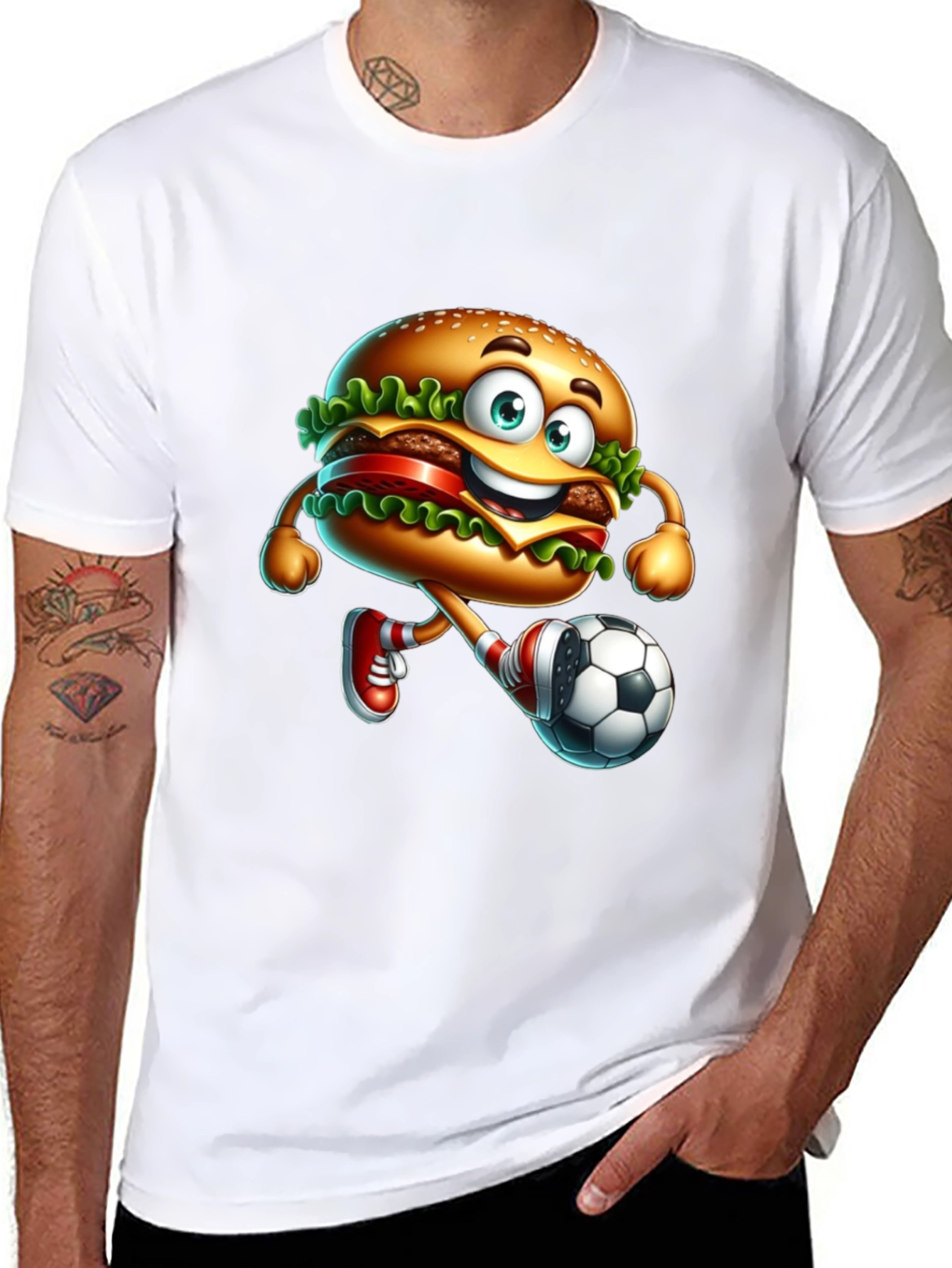 Burger Soccer Player Graphic T-Shirt