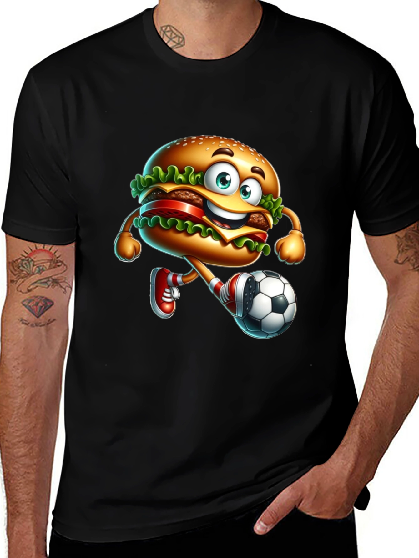 Burger Soccer Player Graphic T-Shirt