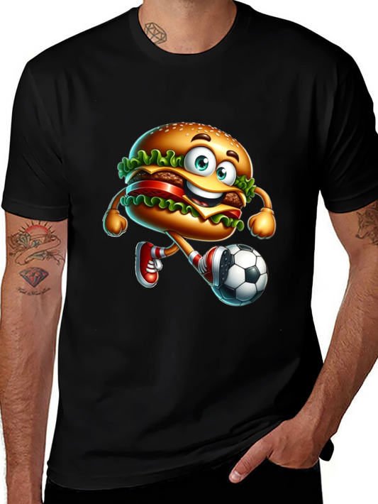 Burger Soccer Player Graphic T-Shirt